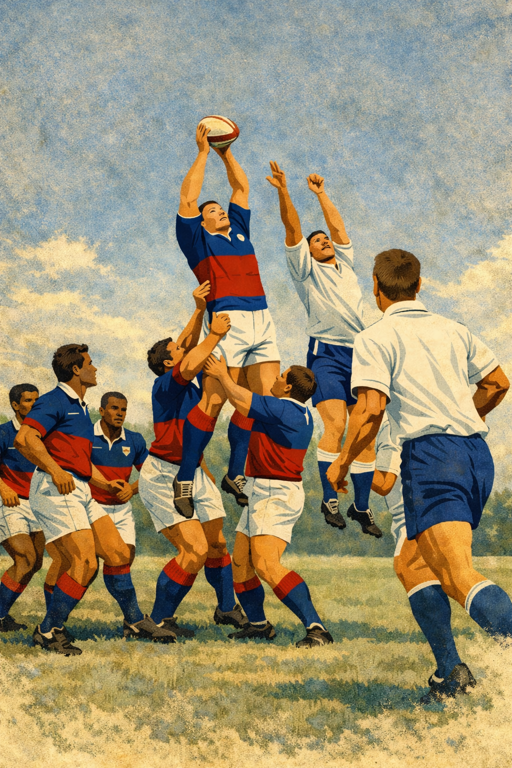 Vintage rugby scene